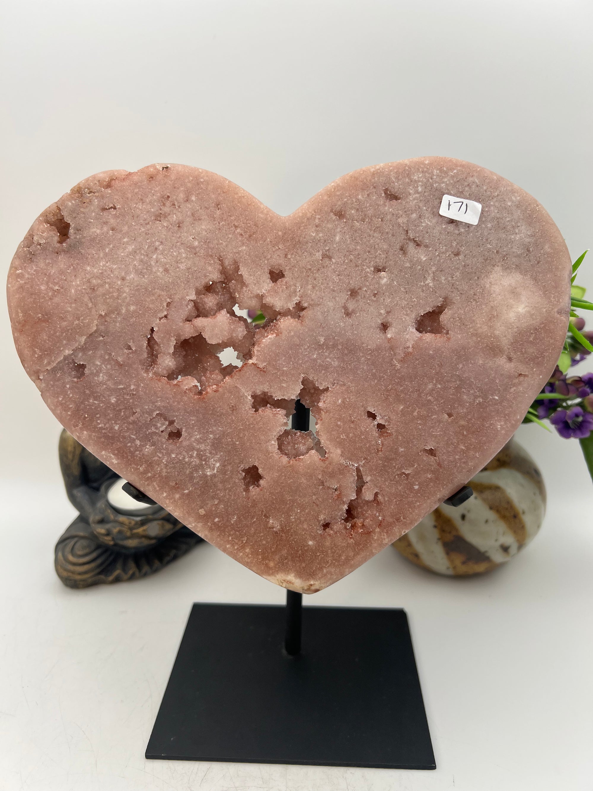 Beautiful Pink Amethyst Heart on stand from Brazil