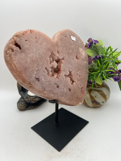 Beautiful Pink Amethyst Heart on stand from Brazil