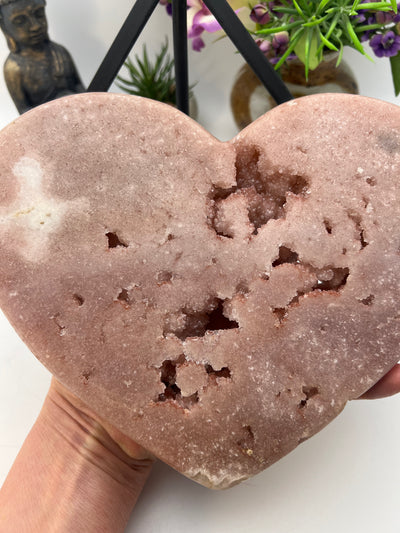 Beautiful Pink Amethyst Heart on stand from Brazil