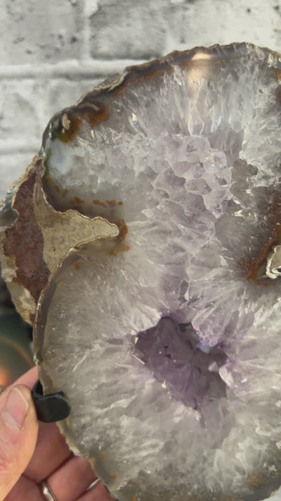 Stunning 3KG Amethyst Portal from Uruguay, complete with black metal swivel stand!