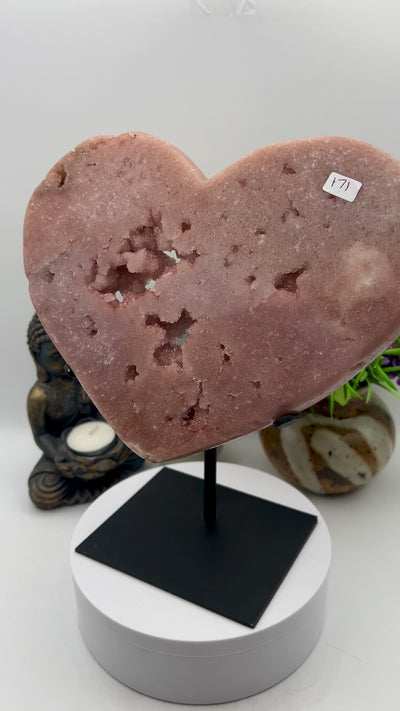 Beautiful Pink Amethyst Heart on stand from Brazil
